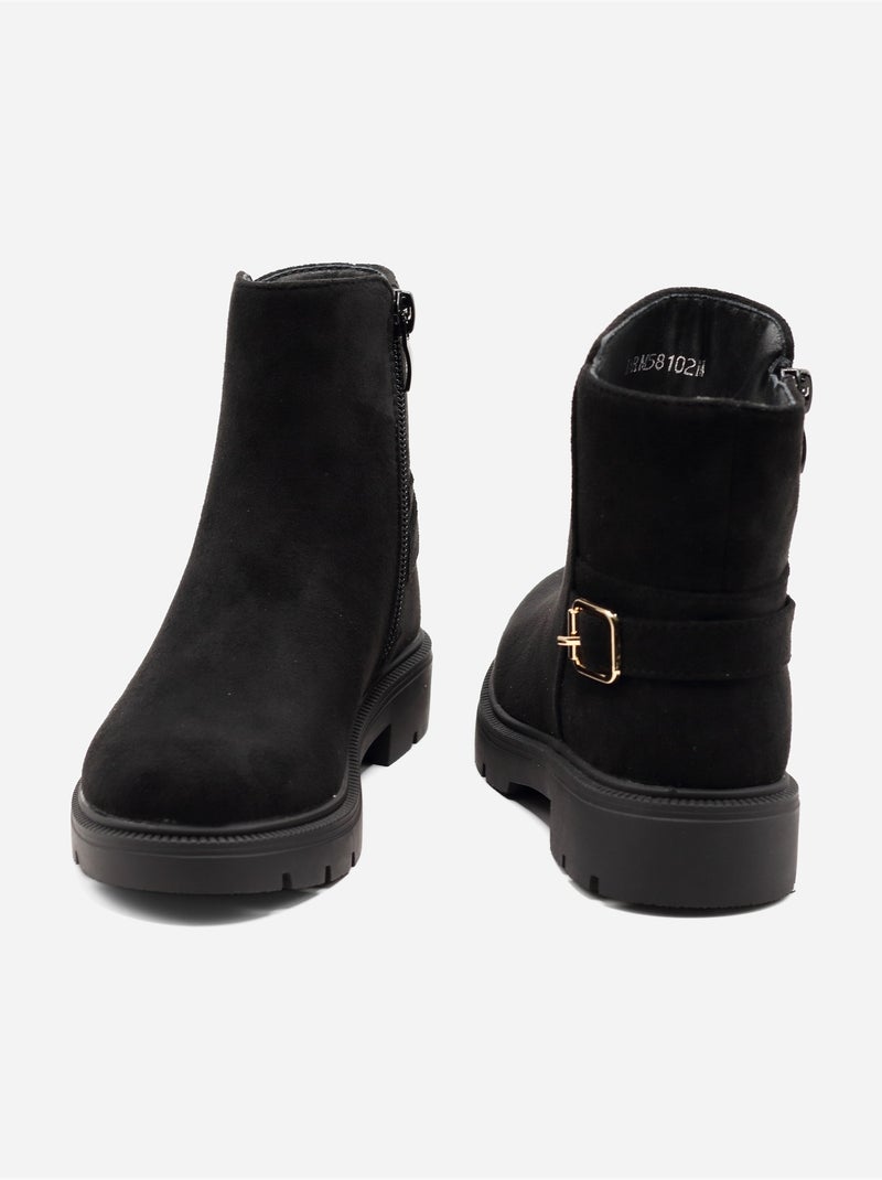 Bottines boucle ardillon Noir - Kiabi