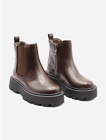 Bottines effet croco