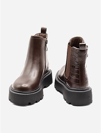 Bottines effet croco