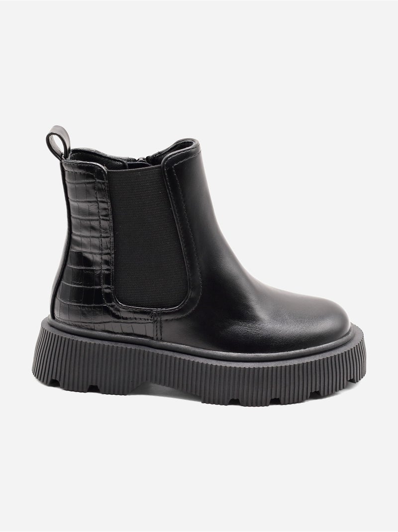 Bottines effet croco Noir - Kiabi