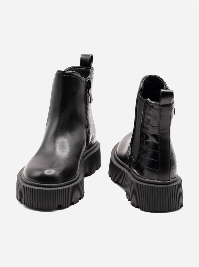 Bottines effet croco Noir - Kiabi