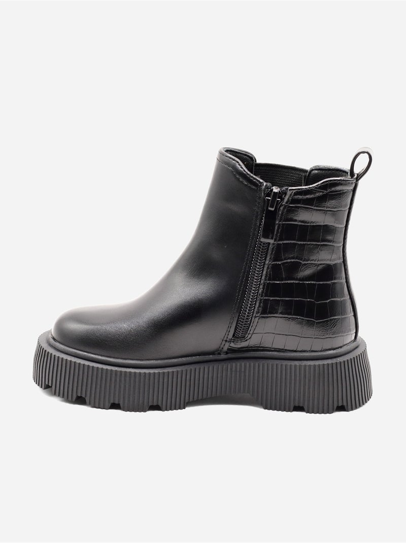 Bottines effet croco Noir - Kiabi
