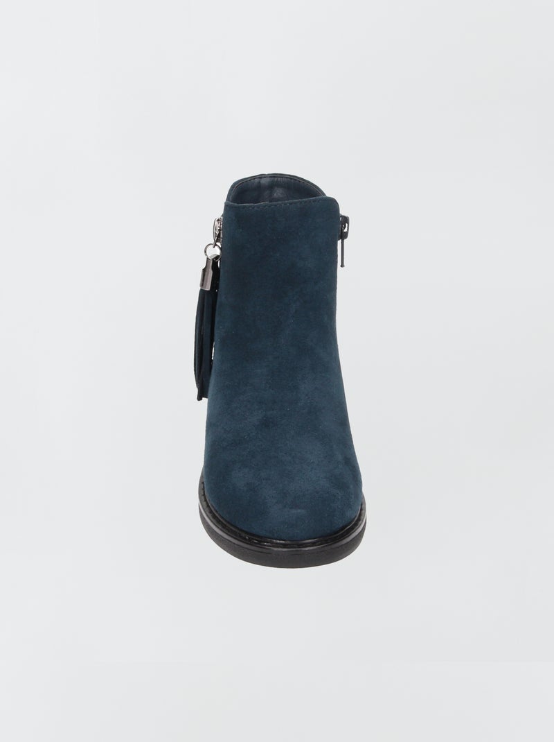Bottines en suédine avec pompon Bleu - Kiabi