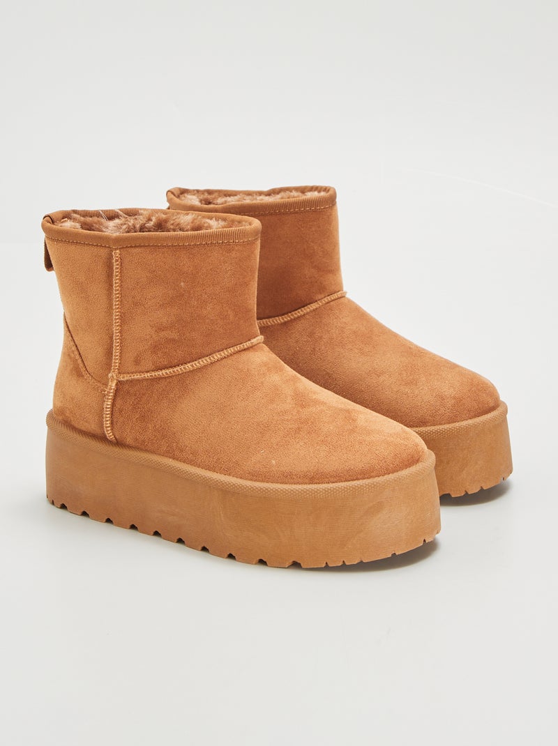 Bottines en suédine Camel - Kiabi
