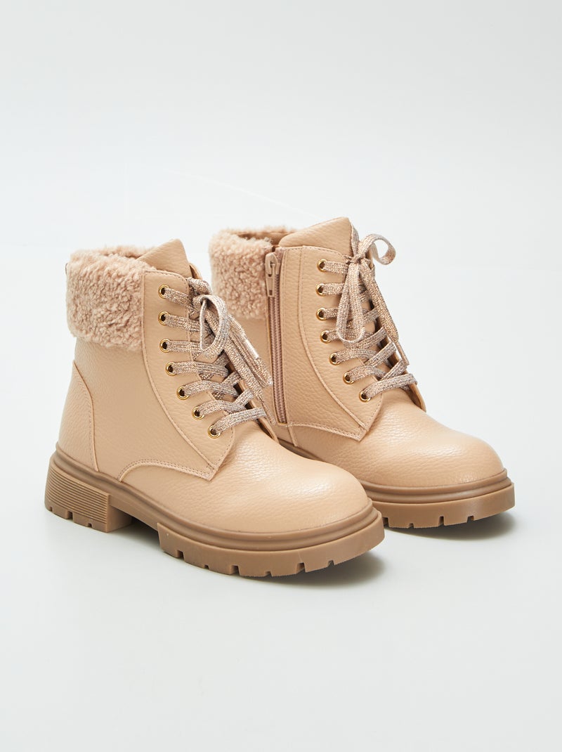 Bottines fourrées beige - Kiabi