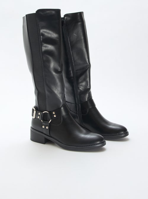 Bottines hautes style motard - Kiabi
