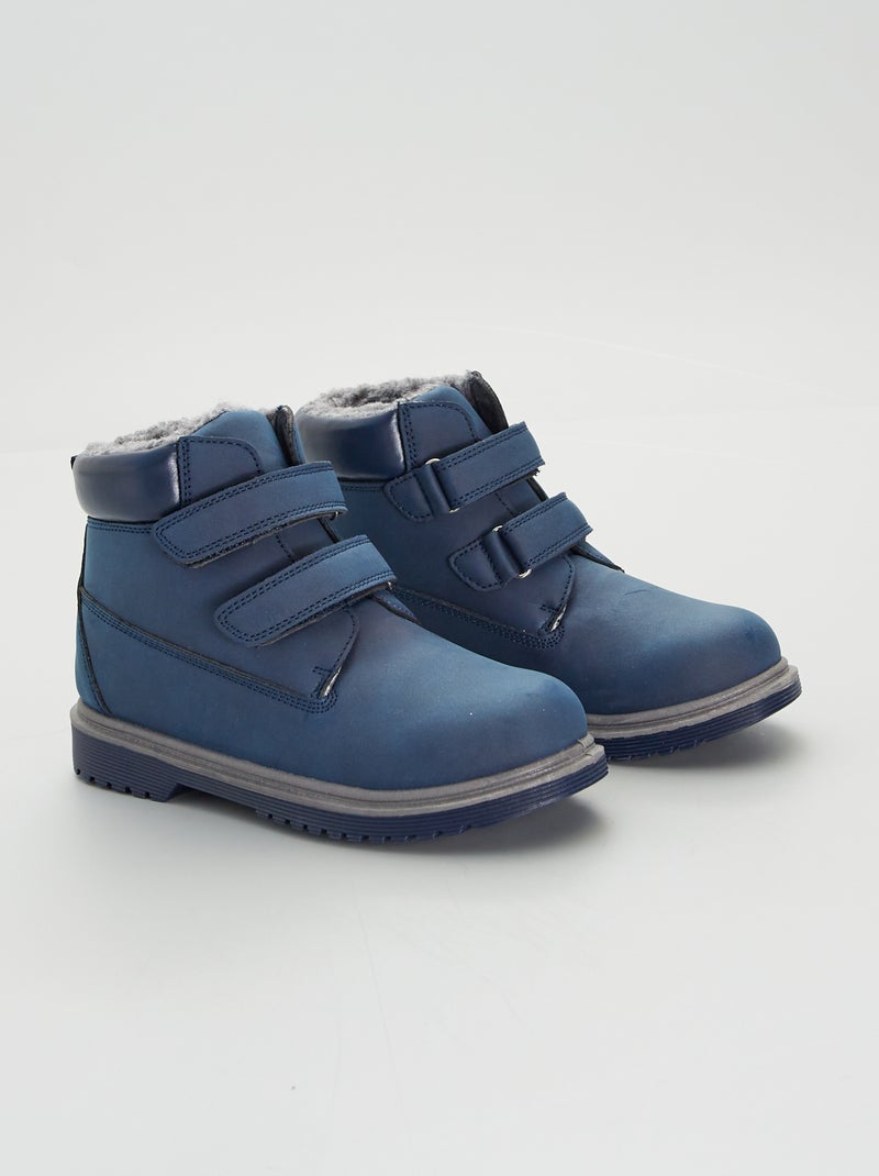 Bottines intérieure fourrée effet moutonné Bleu - Kiabi