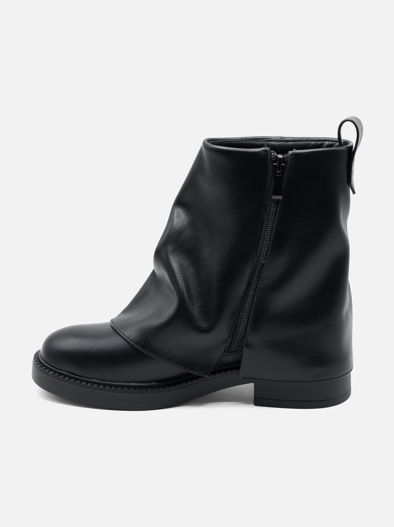Bottines similicuir Noir - Kiabi