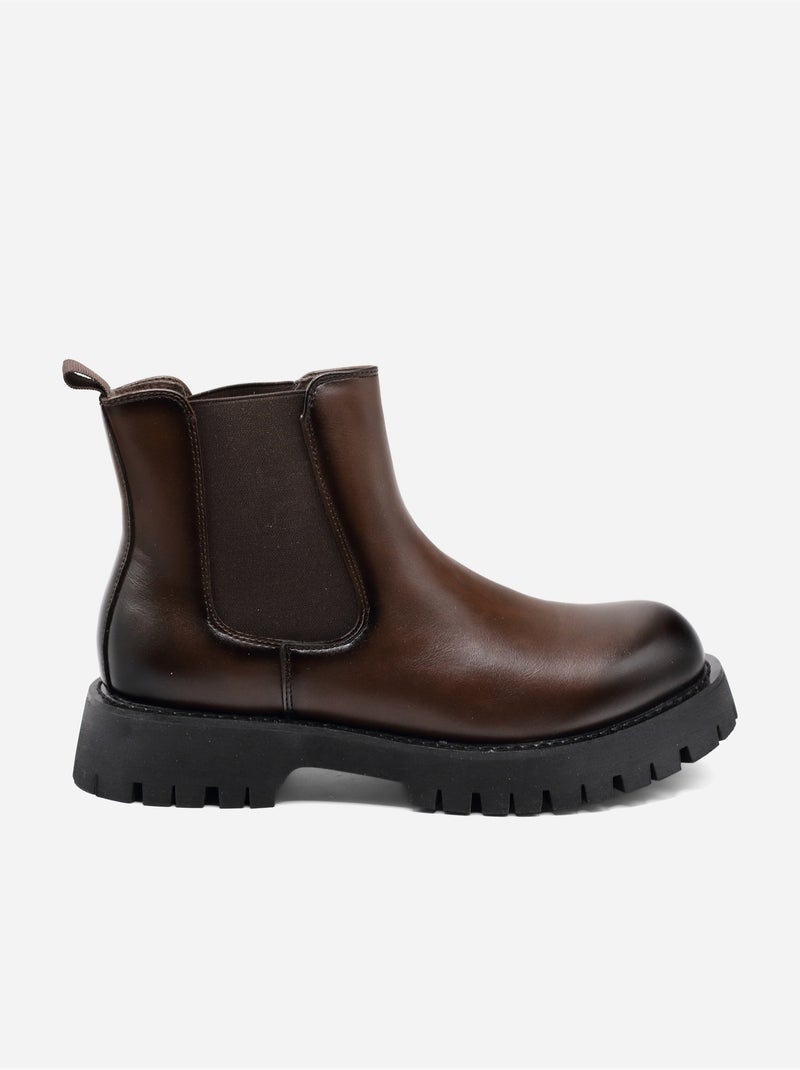 Bottines style chelsea Marron - Kiabi