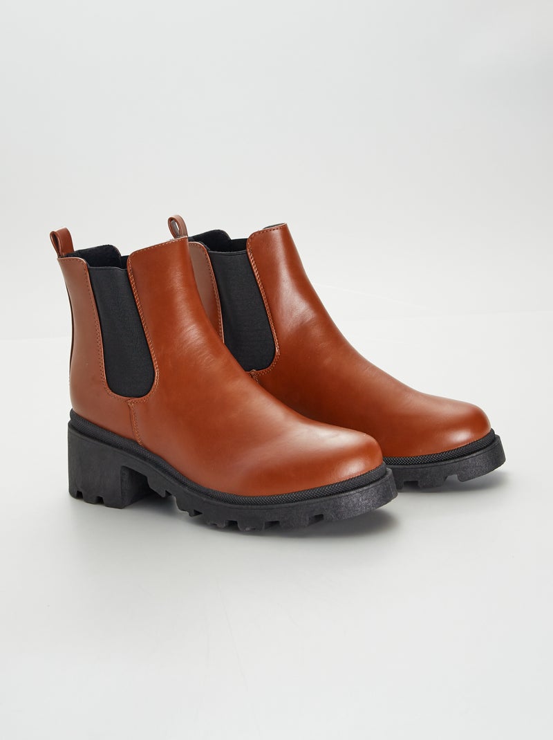 Bottines type chelsea Marron - Kiabi
