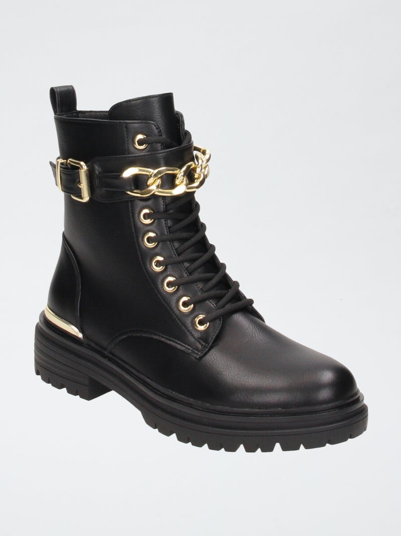 Bottines type rangers Noir - Kiabi