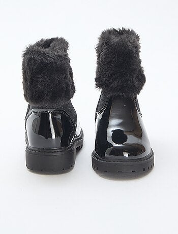 Bottines vernies effet pelucheux