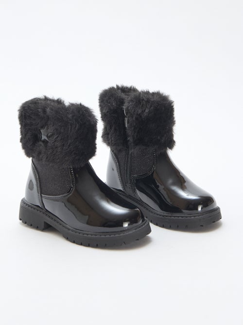 Bottines vernies effet pelucheux - Kiabi