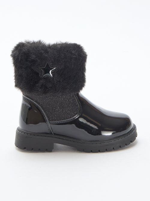 Bottines vernies effet pelucheux - Kiabi