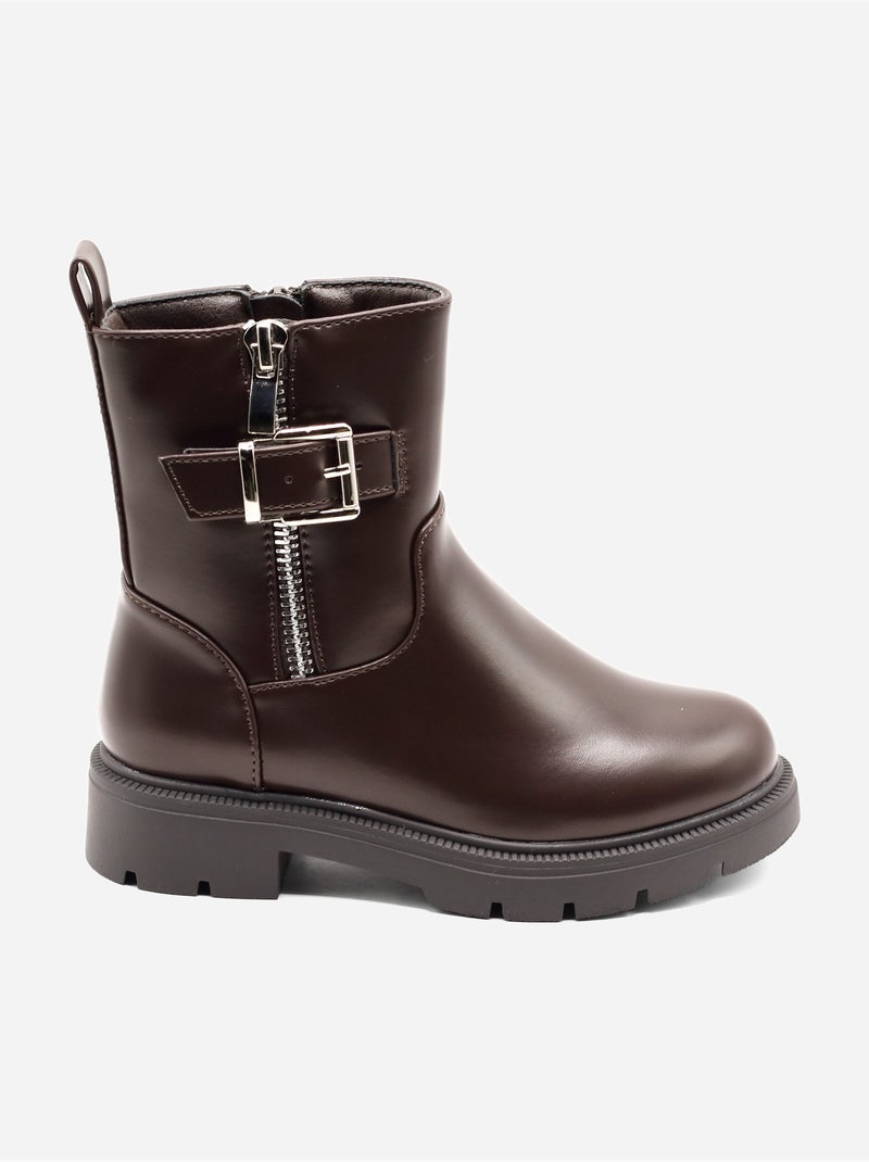 Bottines vernis Marron - Kiabi