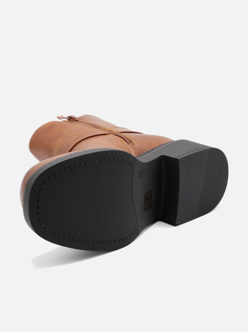 Bottines zippées Camel - Kiabi