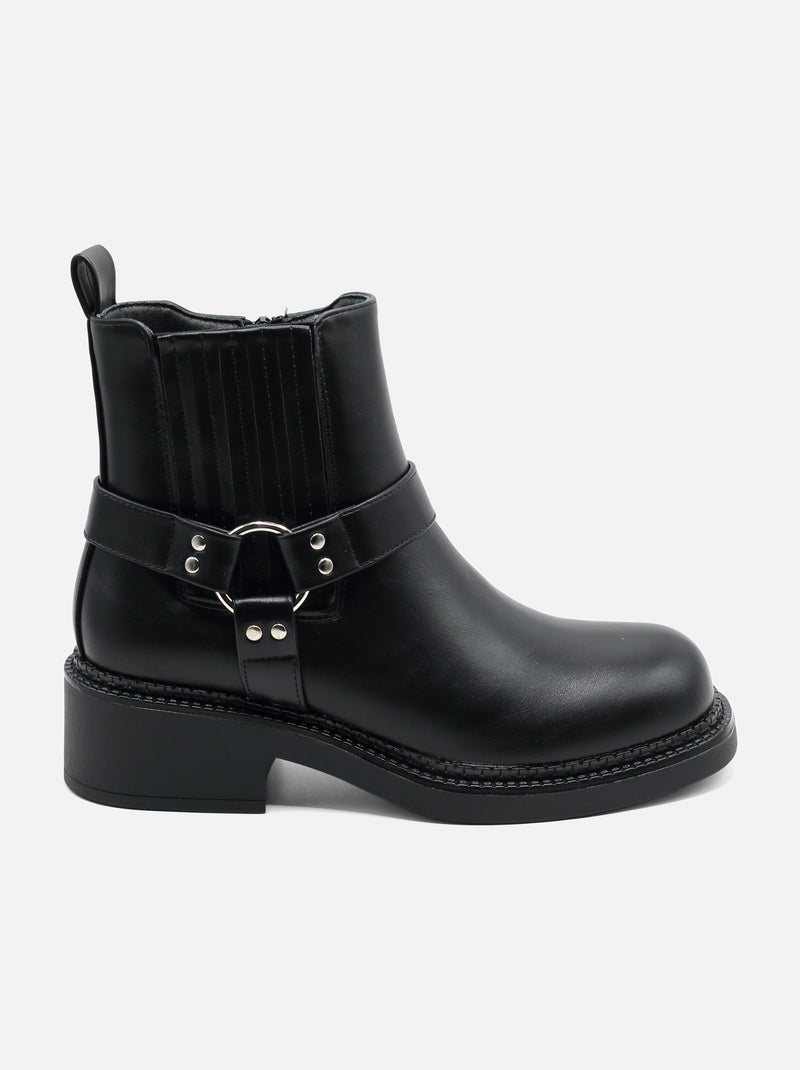Bottines zippées Noir - Kiabi