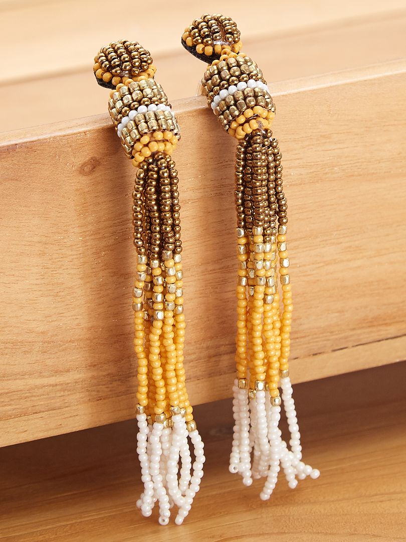 Boucles d'oreilles à perles jaune - Kiabi
