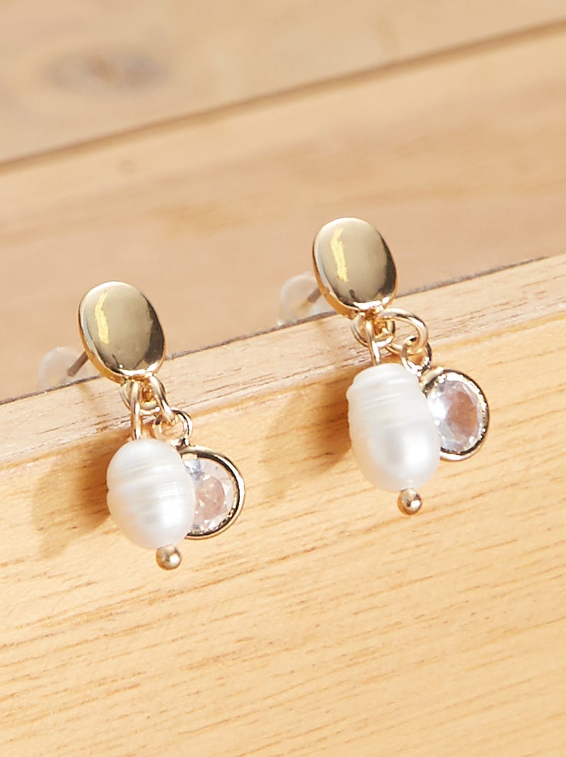 Boucles d'oreilles avec perle de culture Doré - Kiabi