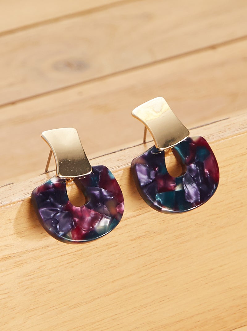 Boucles d'oreilles en résine Bleu/noir - Kiabi