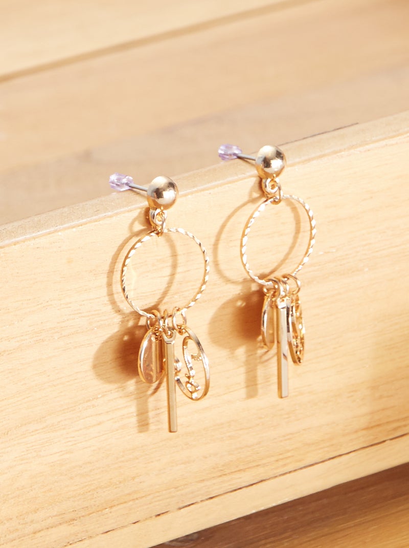 Linaé kaki - Boucles d'oreilles pastilles beiges main image 1