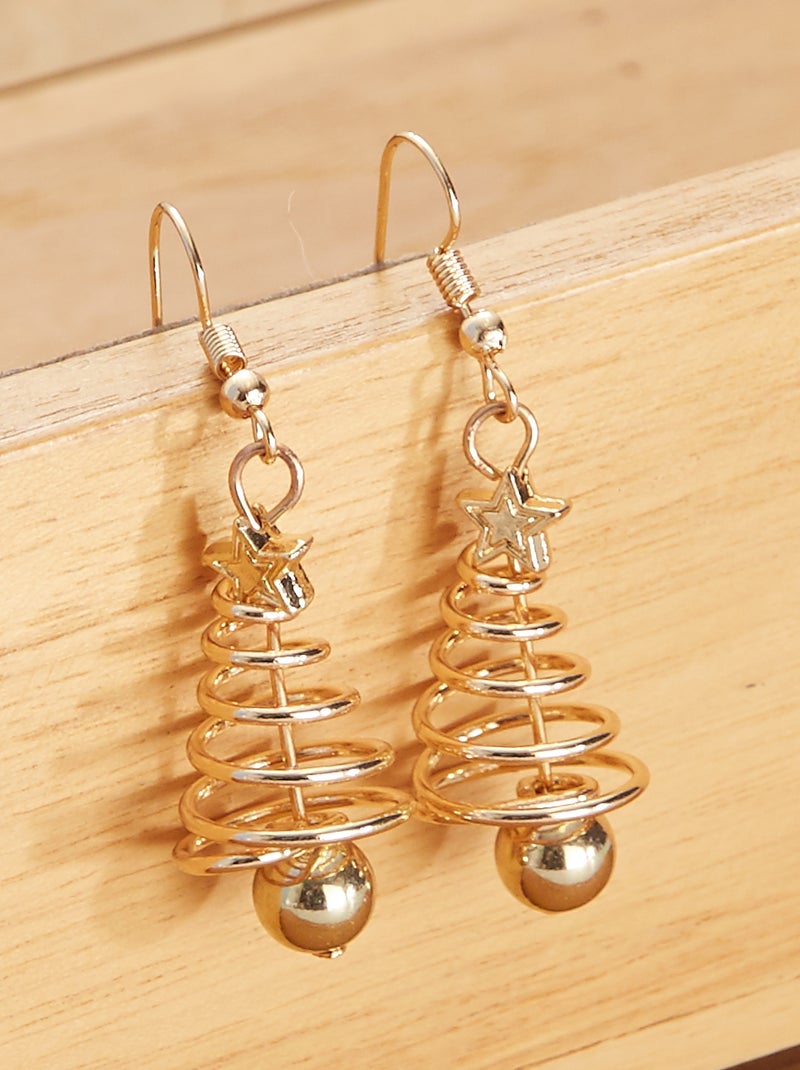 Boucles d'oreilles forme 'sapin de noël' Doré - Kiabi
