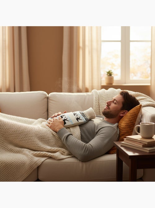 Bouillotte à eau avec chaussettes et housse tricot motif cerf - Kiabi Bouillotte à eau avec chaussettes et housse tricot motif cerf - Kiabi