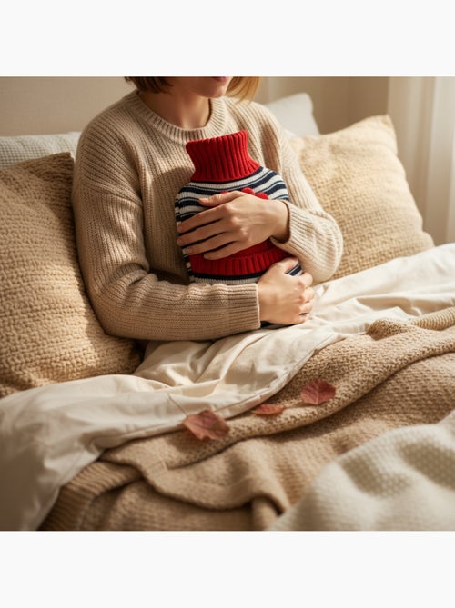 Bouillotte à eau avec gants et housse tricot rayée - Kiabi Bouillotte à eau avec gants et housse tricot rayée - Kiabi