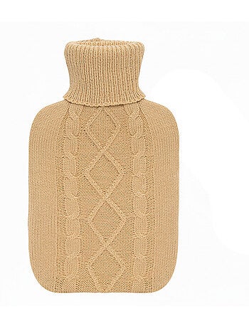 Bouillotte à eau avec housse tricot torsadée