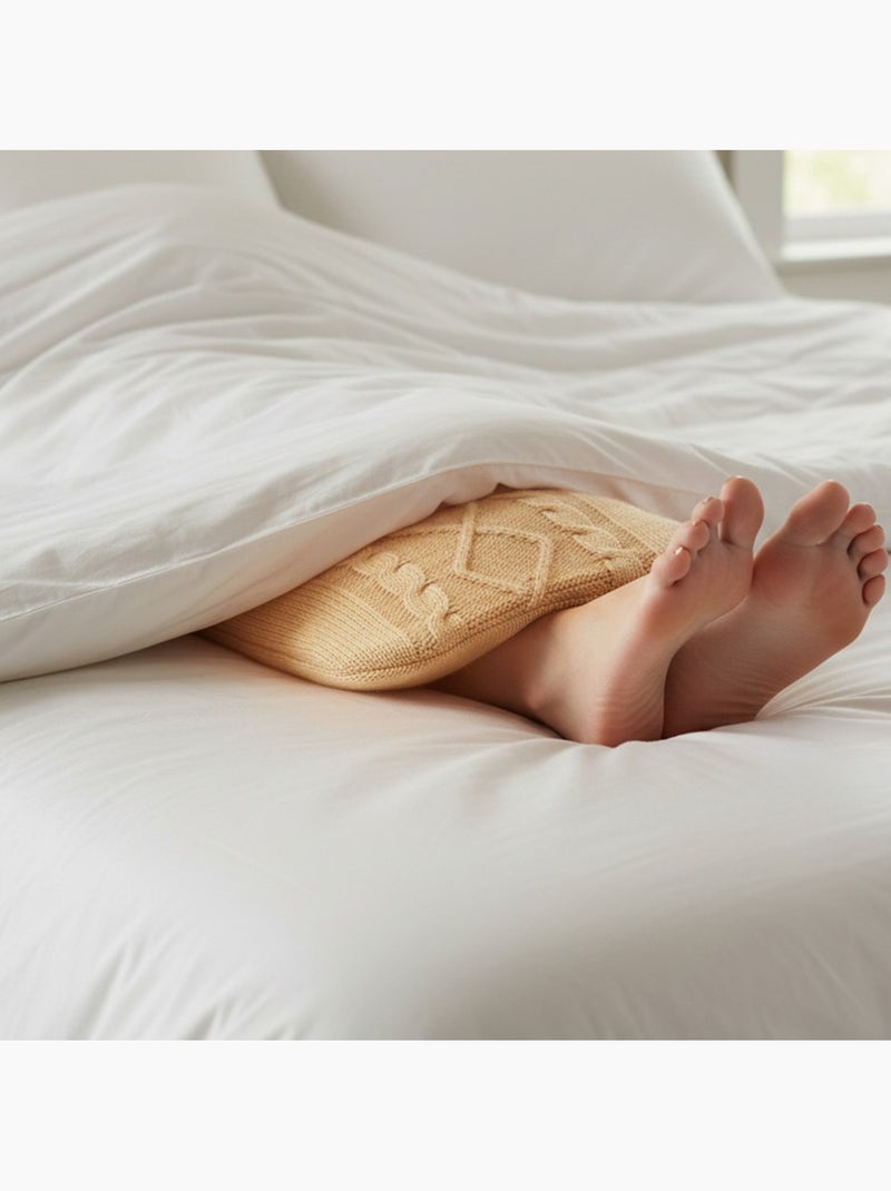 Bouillotte à eau avec housse tricot torsadée Beige - Kiabi