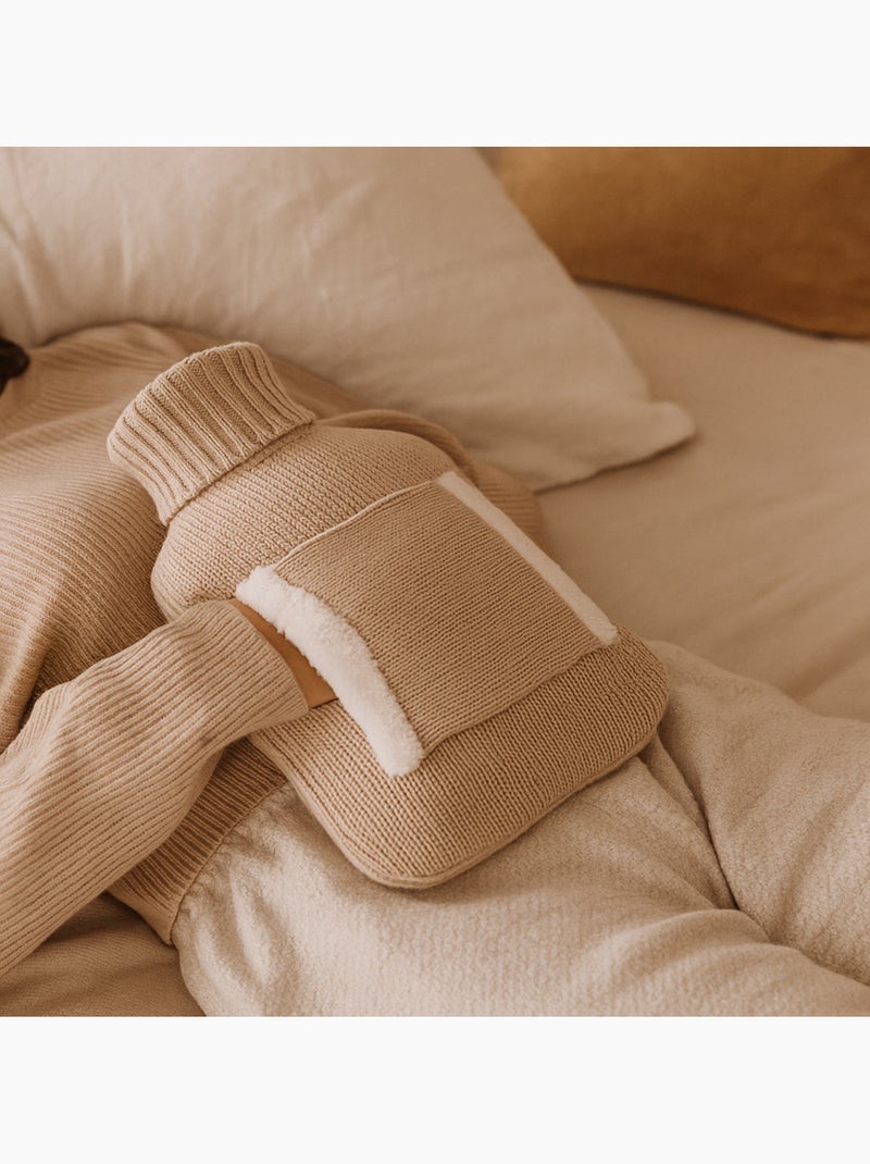 Bouillotte à eau avec poche réchauffe-mains Beige - Kiabi