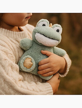 Bouillotte doudou 2 en 1 en forme de grenouille