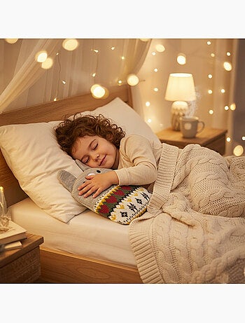 Bouillotte doudou 2 en 1 en forme de lapin