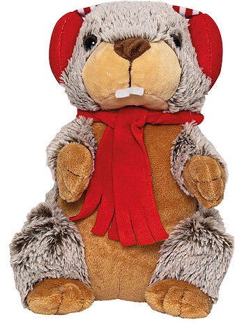 Bouillotte doudou 2 en 1 en forme de marmotte
