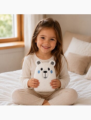 Bouillotte doudou 2 en 1 en forme d’ours polaire