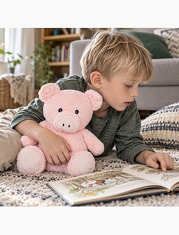 Bouillotte sèche cochon en peluche déhoussable chaud ou froid
