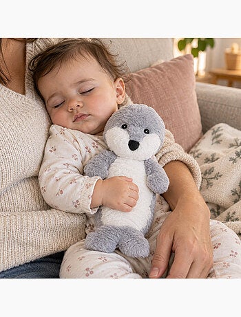 Bouillotte sèche loutre en peluche déhoussable chaud ou froid