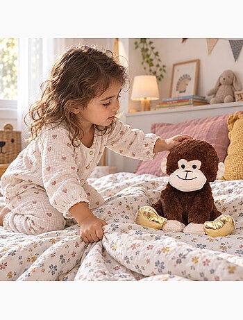 Bouillotte sèche singe en peluche déhoussable chaud ou froid