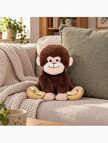 Bouillotte sèche singe en peluche déhoussable chaud ou froid