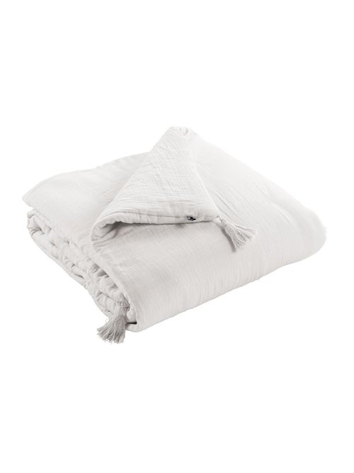 Bout de lit - double gaze de coton -  finition pompon - gaïa - Kiabi