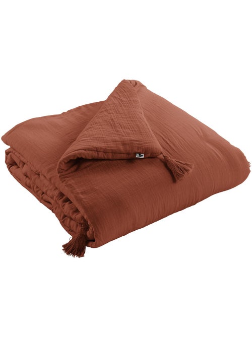 Bout de lit - double gaze de coton -  finition pompon - gaïa - Kiabi