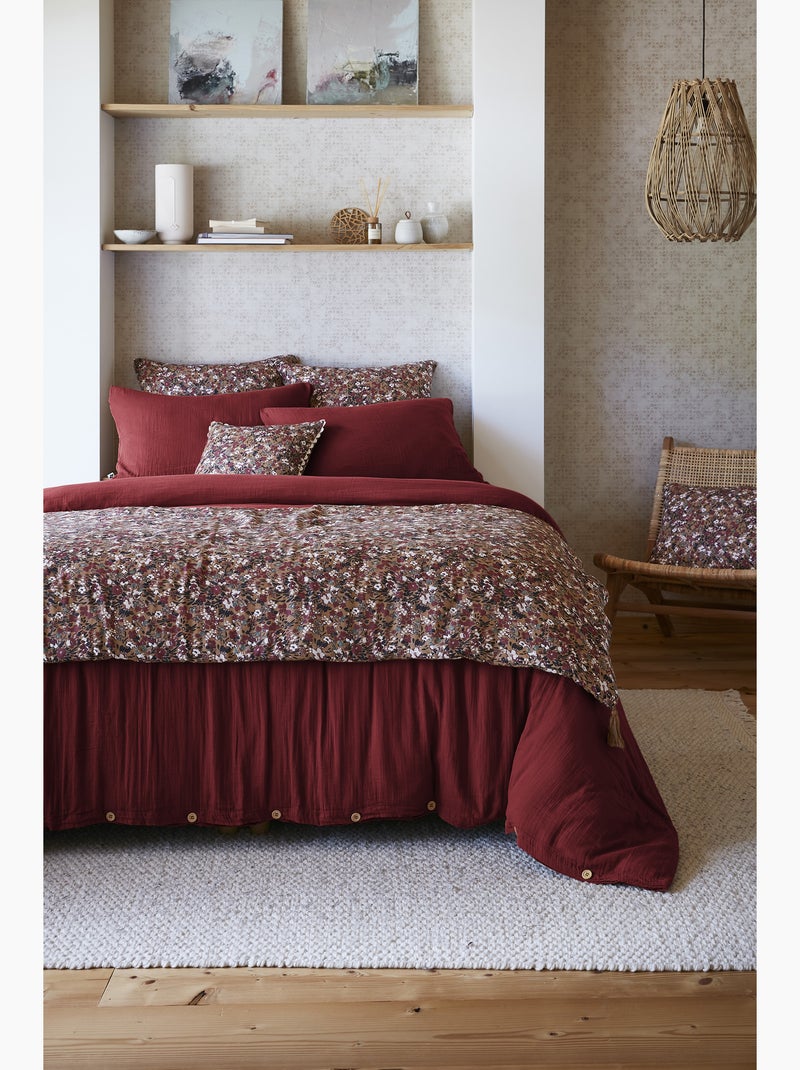 Bout de lit – double gaze de coton imprimée – capucine minuit Camel - Kiabi
