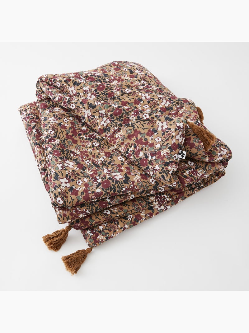 Bout de lit – double gaze de coton imprimée – capucine minuit Camel - Kiabi