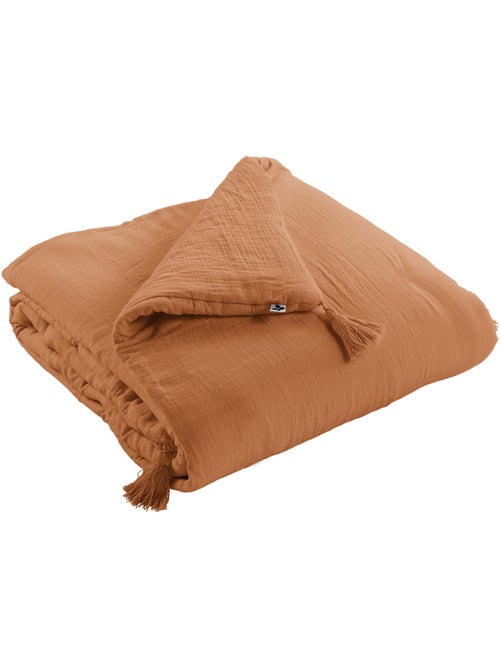 Bout de lit – double gaze de coton unie - finition pompon - gaïa - Kiabi Bout de lit – double gaze de coton unie - finition pompon - gaïa - Kiabi