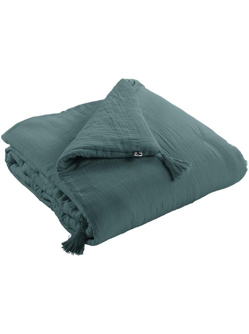 Bout de lit – double gaze de coton unie - finition pompon - gaïa - Kiabi Bout de lit – double gaze de coton unie - finition pompon - gaïa - Kiabi