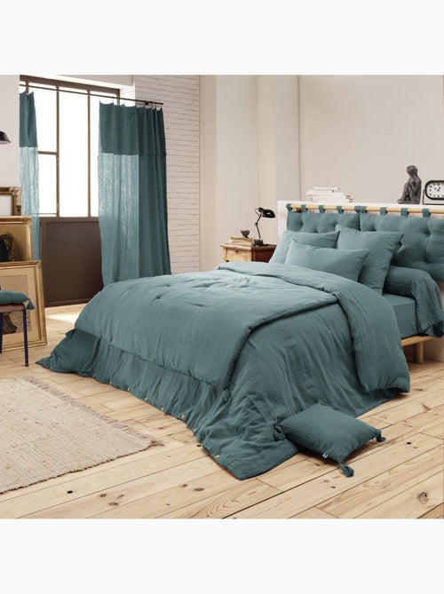 Bout de lit – double gaze de coton unie - finition pompon - gaïa - Kiabi Bout de lit – double gaze de coton unie - finition pompon - gaïa - Kiabi