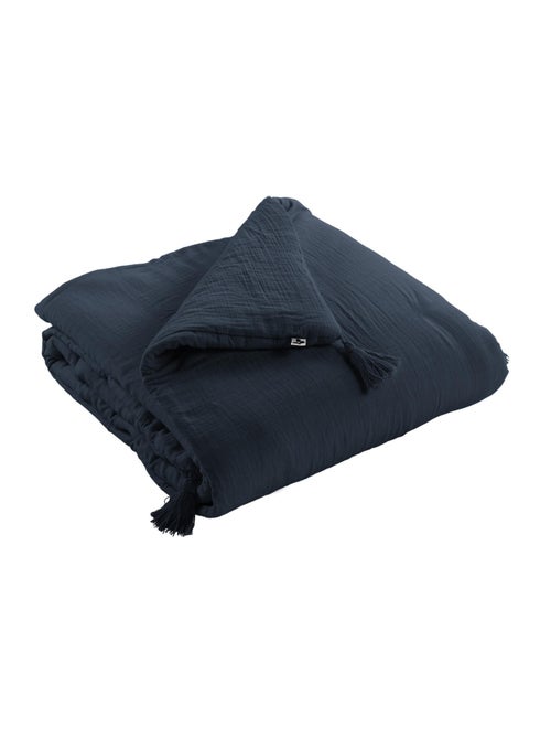 Bout de lit – double gaze de coton unie - finition pompon - gaïa - Kiabi Bout de lit – double gaze de coton unie - finition pompon - gaïa - Kiabi