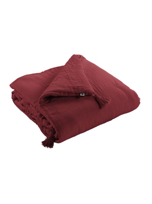 Bout de lit – double gaze de coton unie - finition pompon - gaïa - Kiabi Bout de lit – double gaze de coton unie - finition pompon - gaïa - Kiabi