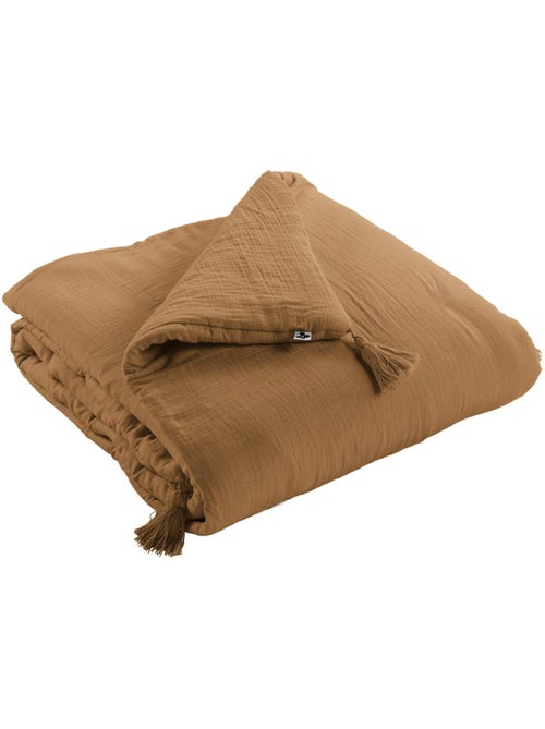 Bout de lit – double gaze de coton unie - finition pompon - gaïa - Kiabi Bout de lit – double gaze de coton unie - finition pompon - gaïa - Kiabi