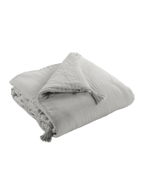 Bout de lit – double gaze de coton unie - finition pompon - gaïa - Kiabi Bout de lit – double gaze de coton unie - finition pompon - gaïa - Kiabi